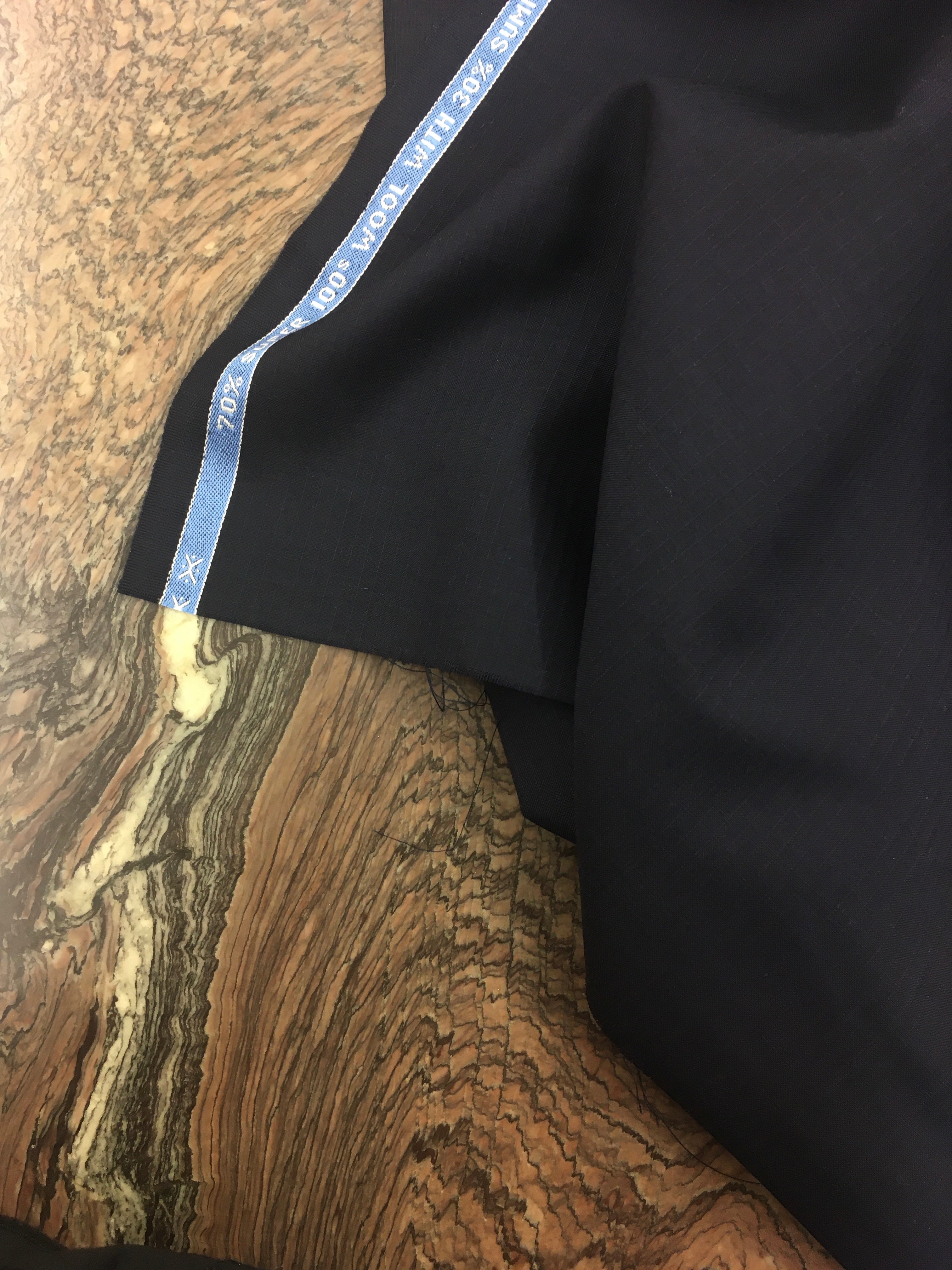 Mohair "Navy Blue Narrow Self Stripe"