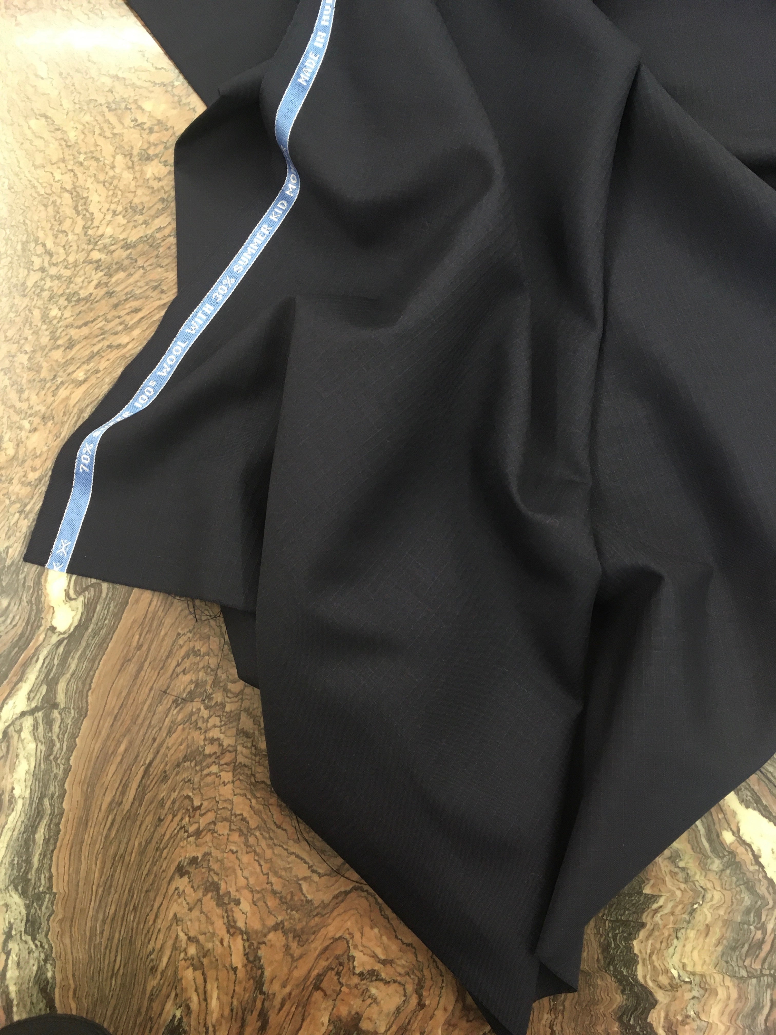Mohair "Navy Blue Narrow Self Stripe"